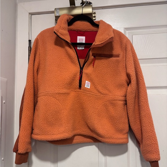Topo Designs Sweaters - Topo Designs Orange Sherpa Half-Zip Pullover
